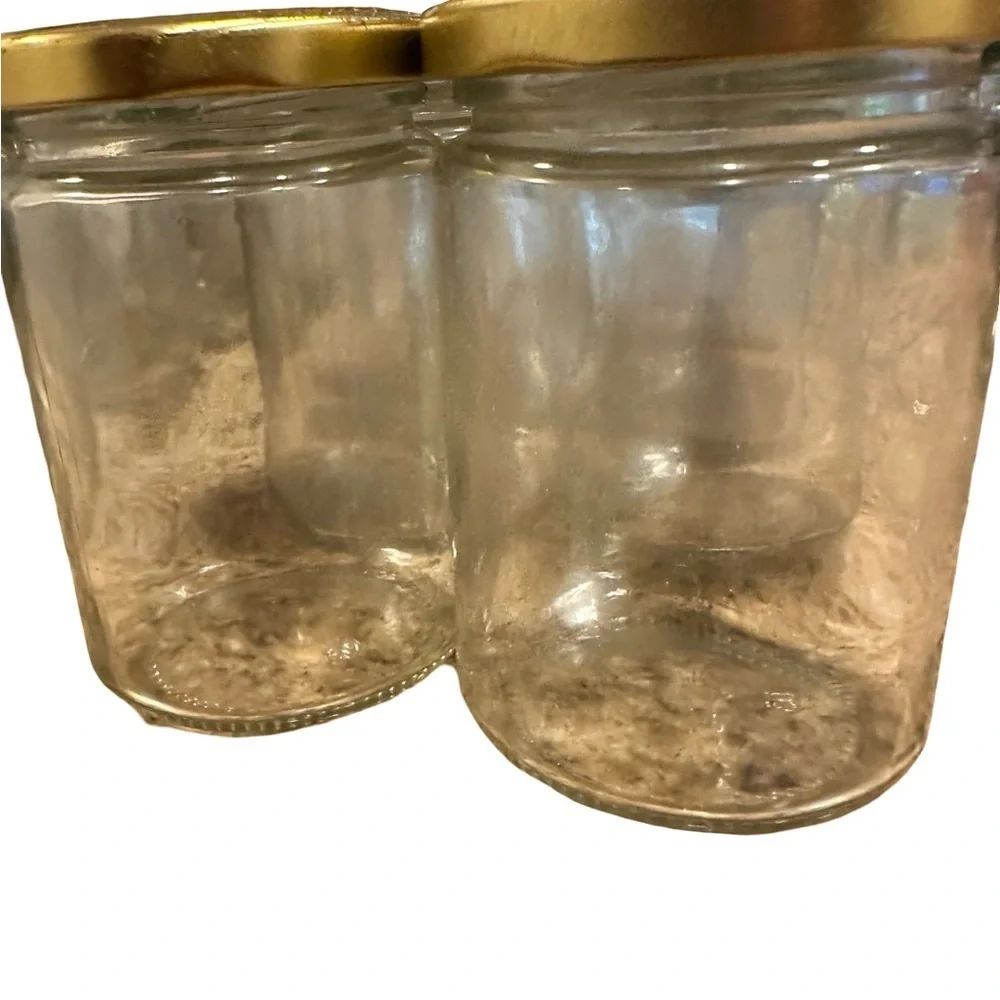 Gold-Lidded Glass Jars Set of 10 (Used - Good Condition) 🫙